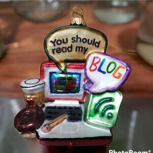 Glass blogger ornament